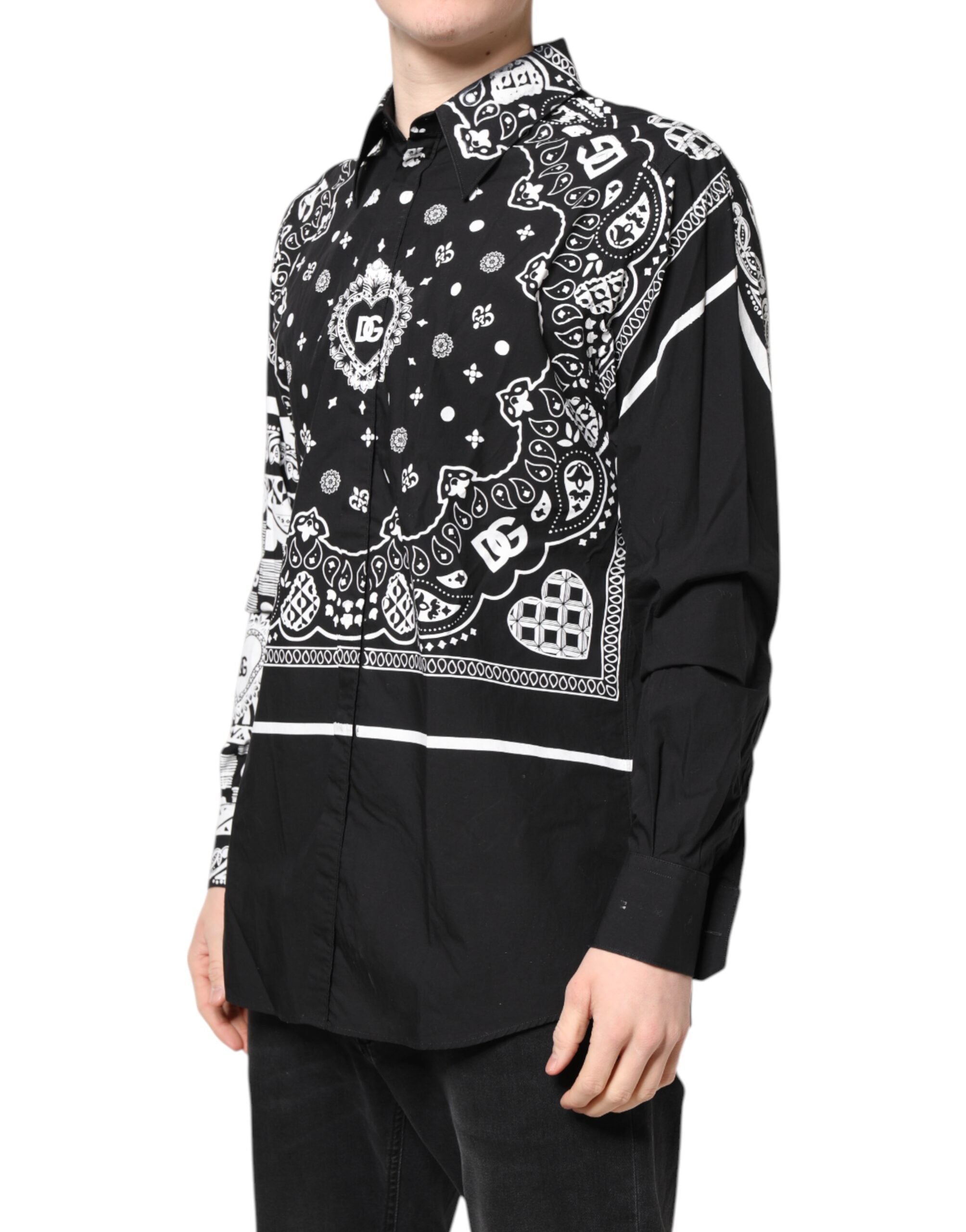 Dolce & Gabbana Black and White Bandana MARTINI Men's Shirt